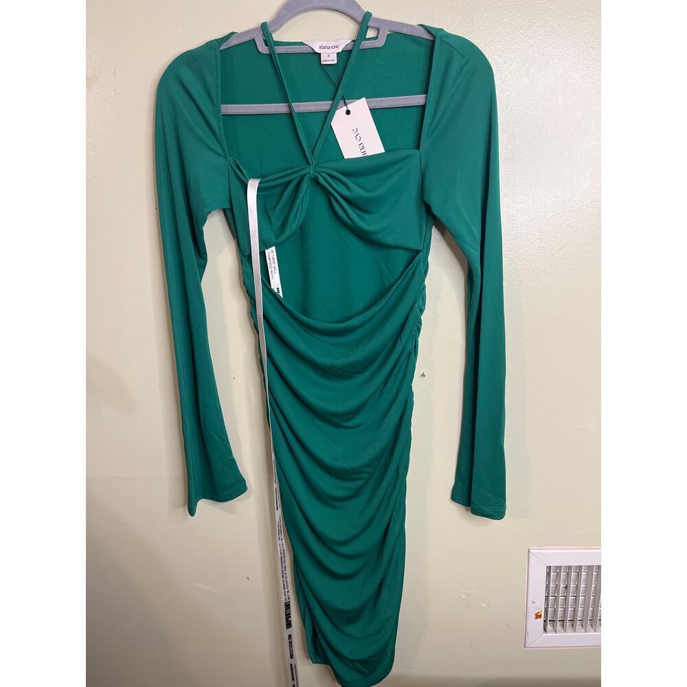 Alana Eve Eva green Sexy Cut Out mini dress, size small, NWT